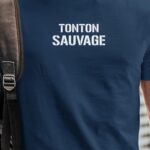 T-Shirt Bleu Marine Tonton sauvage Pour homme-1