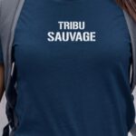 T-Shirt Bleu Marine Tribu sauvage Pour femme-1