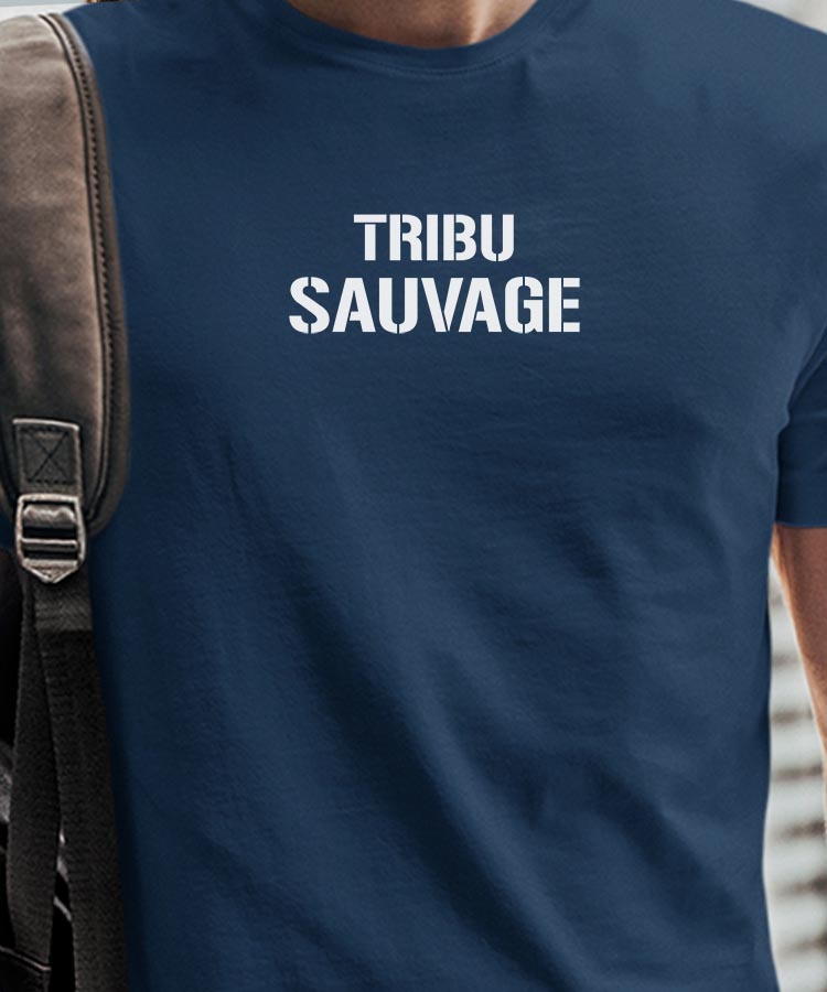 T-Shirt Bleu Marine Tribu sauvage Pour homme-1