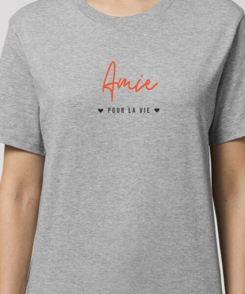 T-Shirt Gris Amie pour la vie Pour femme-1