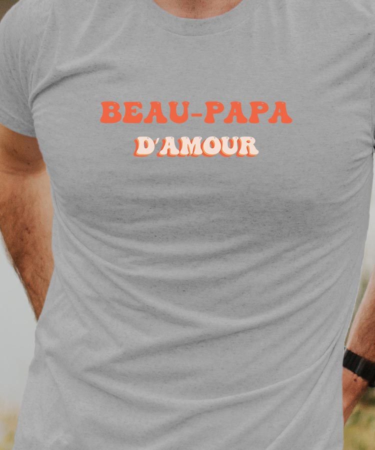 T-Shirt Gris Beau-Papa d'amour Pour homme-1