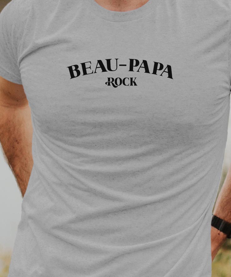 T-Shirt Gris Beau-Papa rock Pour homme-1