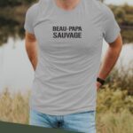 T-Shirt Gris Beau-Papa sauvage Pour homme-2