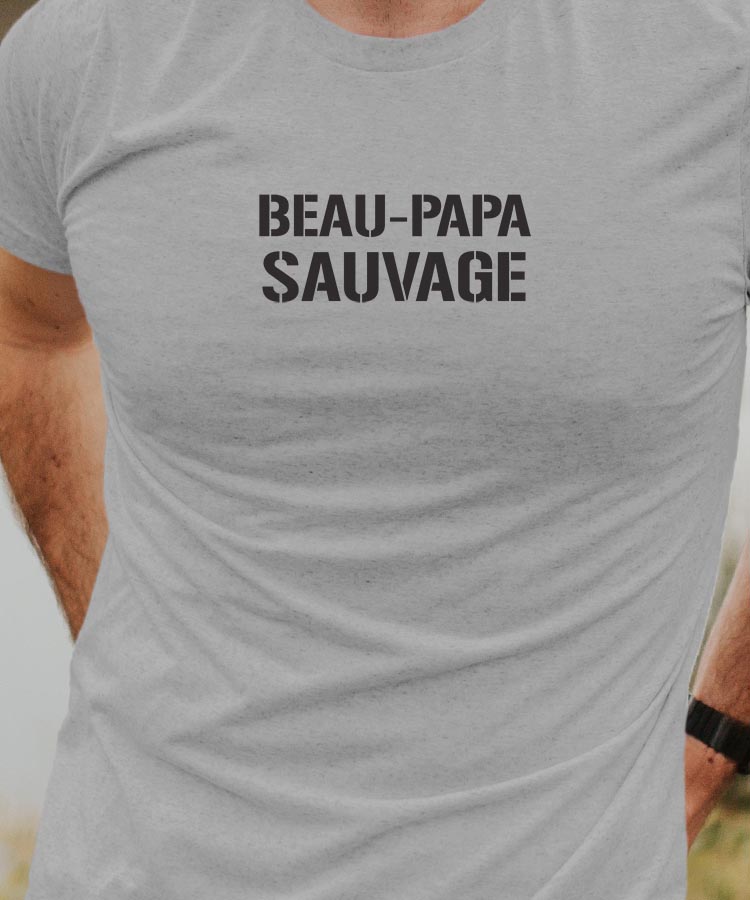 T-Shirt Gris Beau-Papa sauvage Pour homme-1
