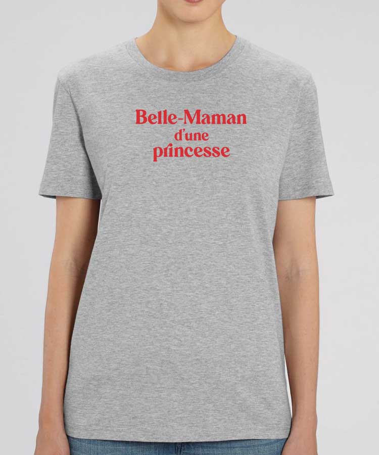 T-Shirt Gris Belle-Maman d'une princesse Pour femme-2