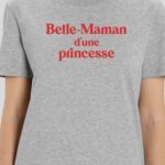 T-Shirt Gris Belle-Maman d'une princesse Pour femme-1