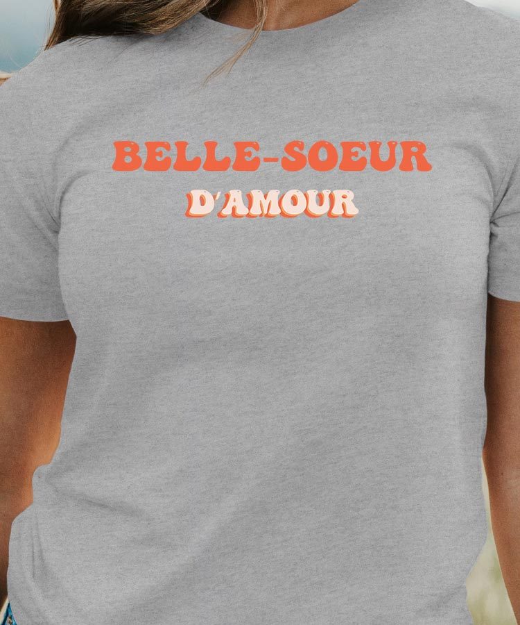 T-Shirt Gris Belle-Soeur d'amour Pour femme-1