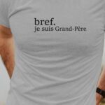 T-Shirt Gris Bref je suis Grand-Père Pour homme-1