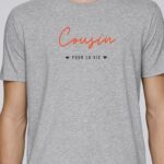 T-Shirt Gris Cousin pour la vie Pour homme-1