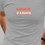 T-Shirt Gris Cousin d'amour Pour homme-1