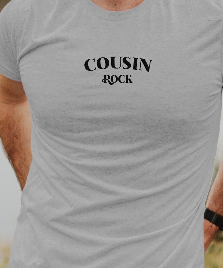 T-Shirt Gris Cousin rock Pour homme-1
