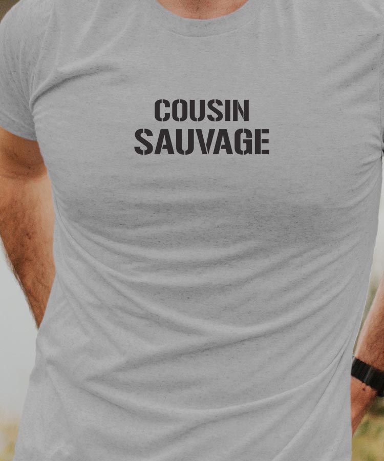 T-Shirt Gris Cousin sauvage Pour homme-1