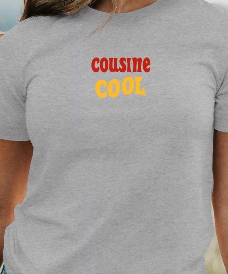 T-Shirt Gris Cousine cool disco Pour femme-1