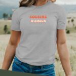 T-Shirt Gris Cousine d'amour Pour femme-2