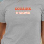 T-Shirt Gris Cousine d'amour Pour femme-1