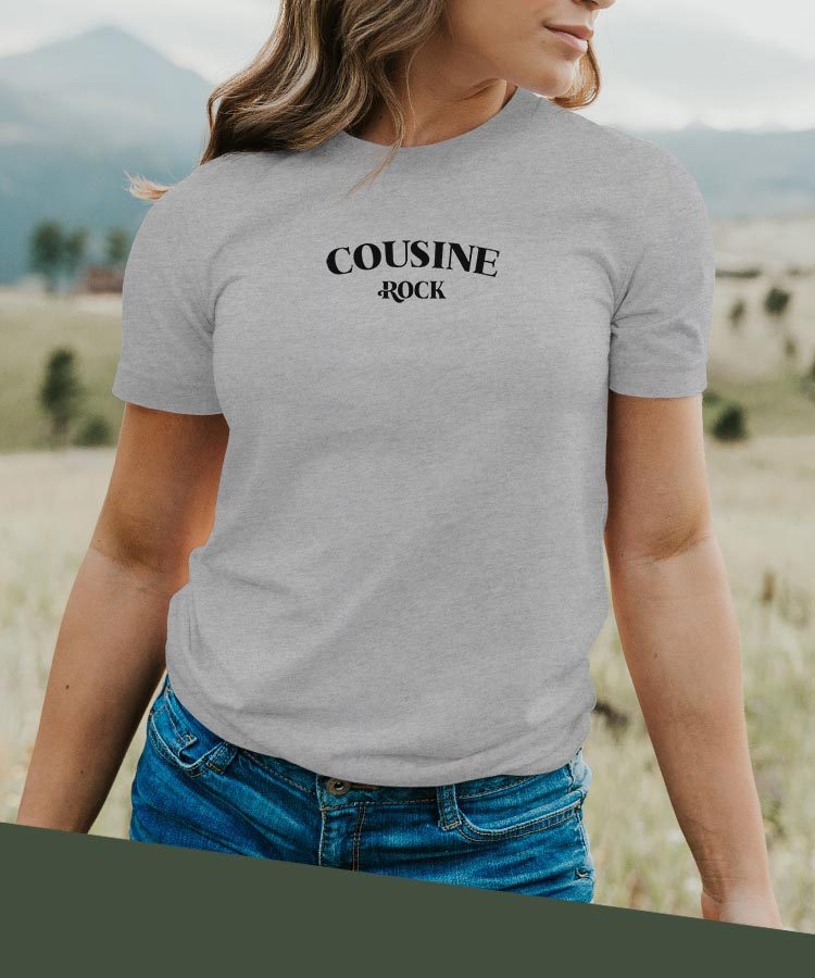 T-Shirt Gris Cousine rock Pour femme-2