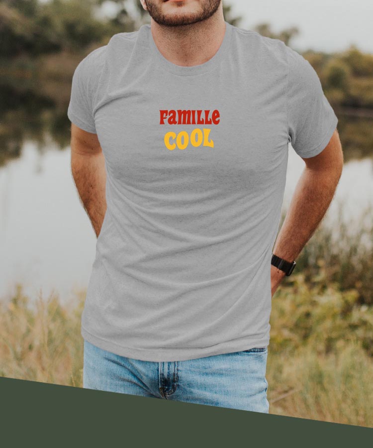 T-Shirt Gris Famille cool disco Pour homme-2