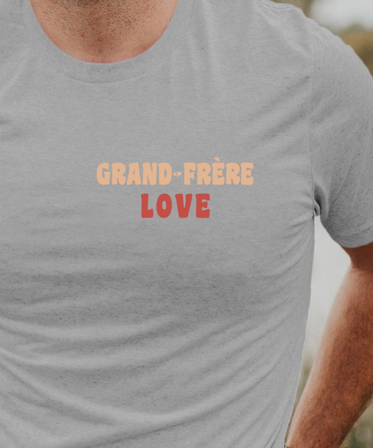 T-Shirt Gris Grand-Frère love Pour homme-1