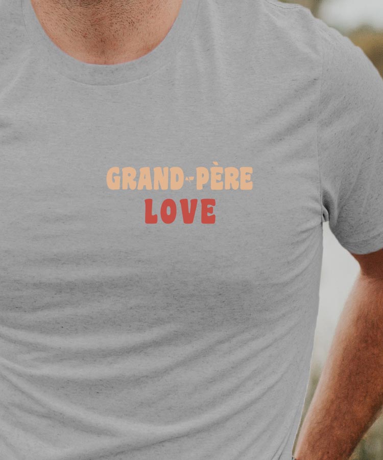 T-Shirt Gris Grand-Père love Pour homme-1
