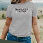 T-Shirt Gris Grande-Soeur sauvage Pour femme-2