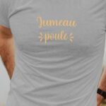 T-Shirt Gris Jumeau poule Pour homme-1
