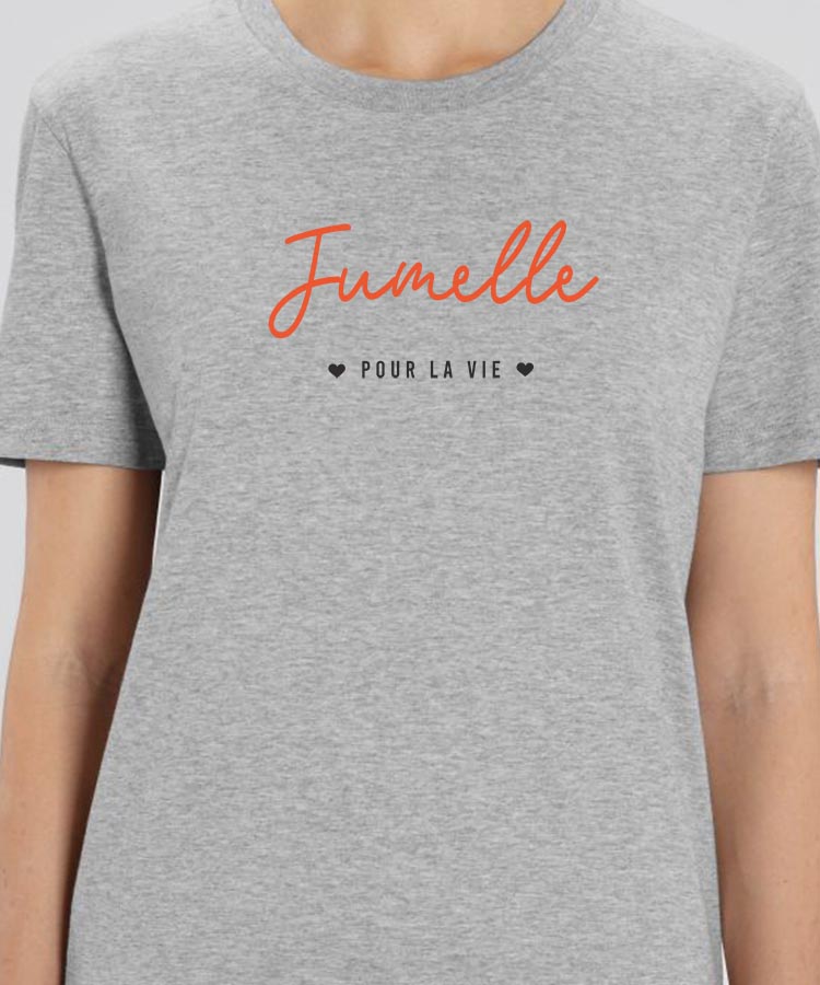 T-Shirt Gris Jumelle pour la vie Pour femme-1
