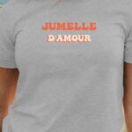 T-Shirt Gris Jumelle d'amour Pour femme-1