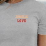 T-Shirt Gris Jumelle love Pour femme-1