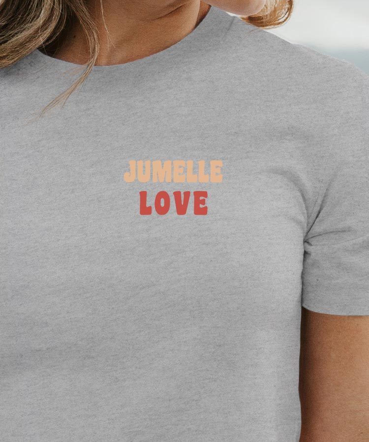 T-Shirt Gris Jumelle love Pour femme-1