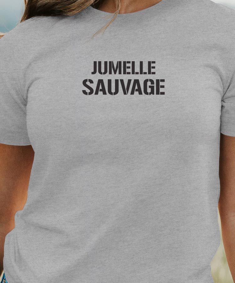 T-Shirt Gris Jumelle sauvage Pour femme-1