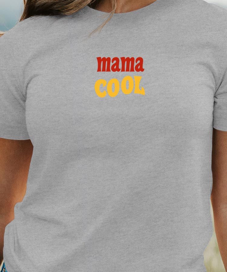 T-Shirt Gris Mama cool disco Pour femme-1