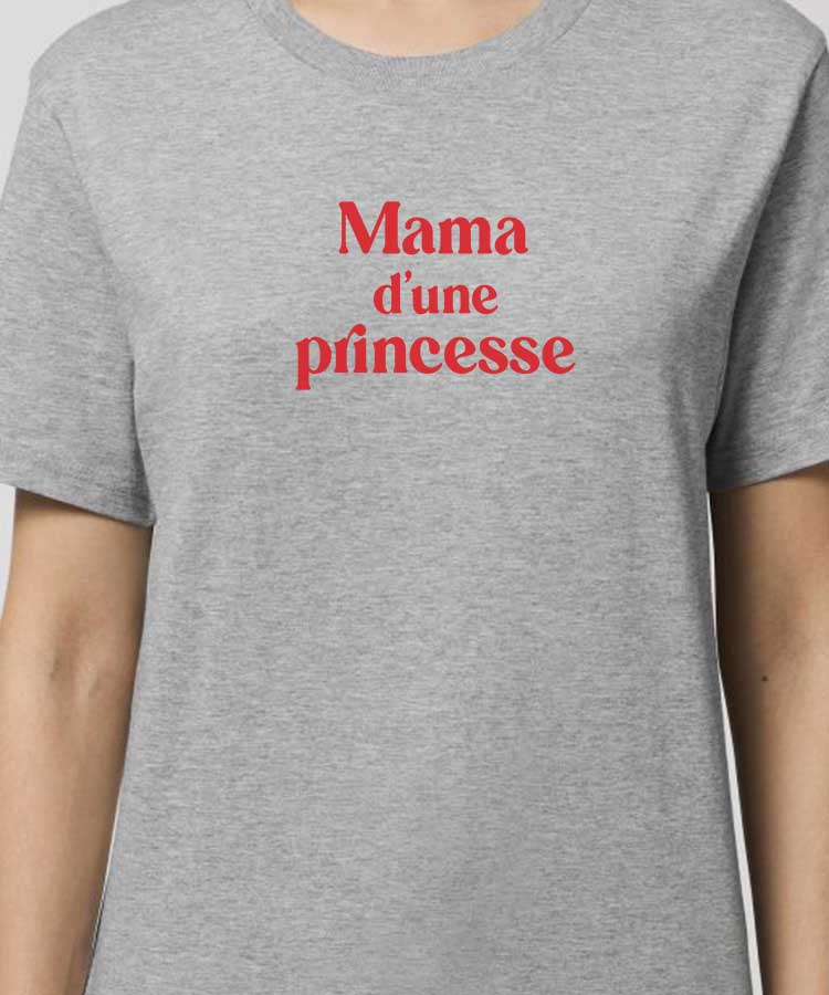 T-Shirt Gris Mama d'une princesse Pour femme-1
