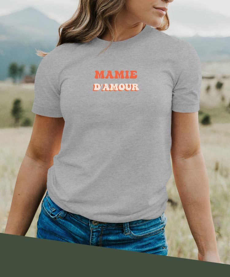 T-Shirt Gris Mamie d'amour Pour femme-2