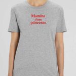 T-Shirt Gris Mamina d'une princesse Pour femme-2