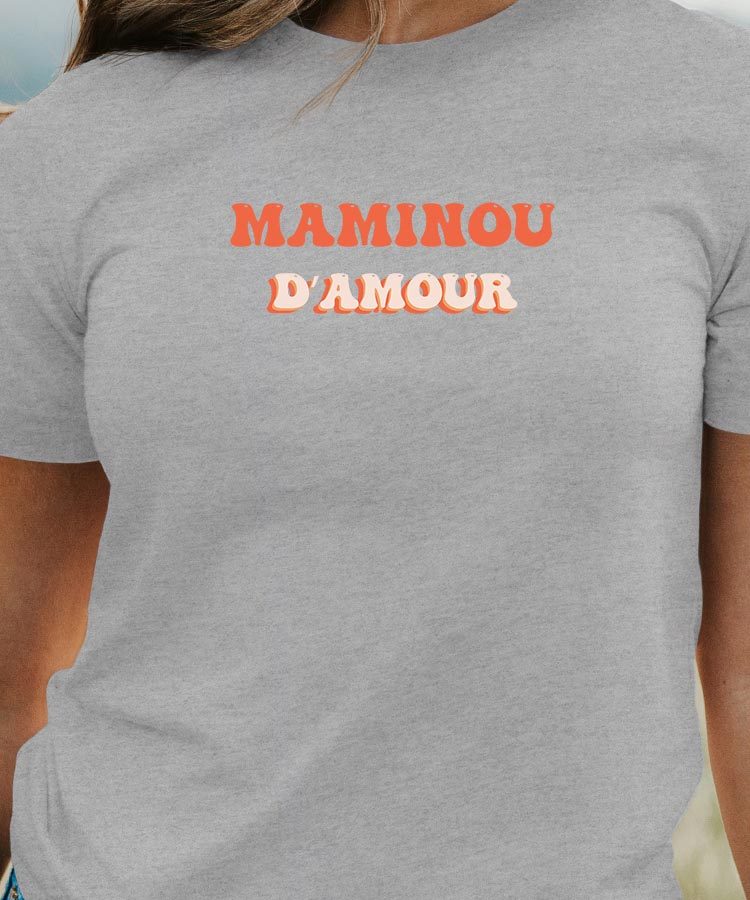 T-Shirt Gris Maminou d'amour Pour femme-1