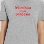 T-Shirt Gris Maminou d'une princesse Pour femme-1