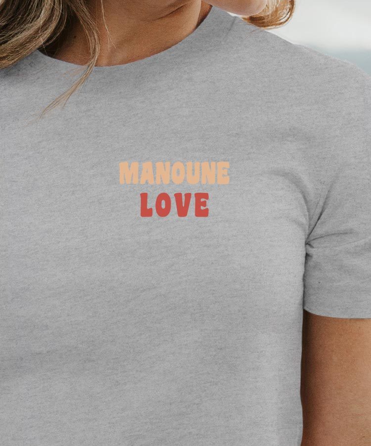 T-Shirt Gris Manoune love Pour femme-1