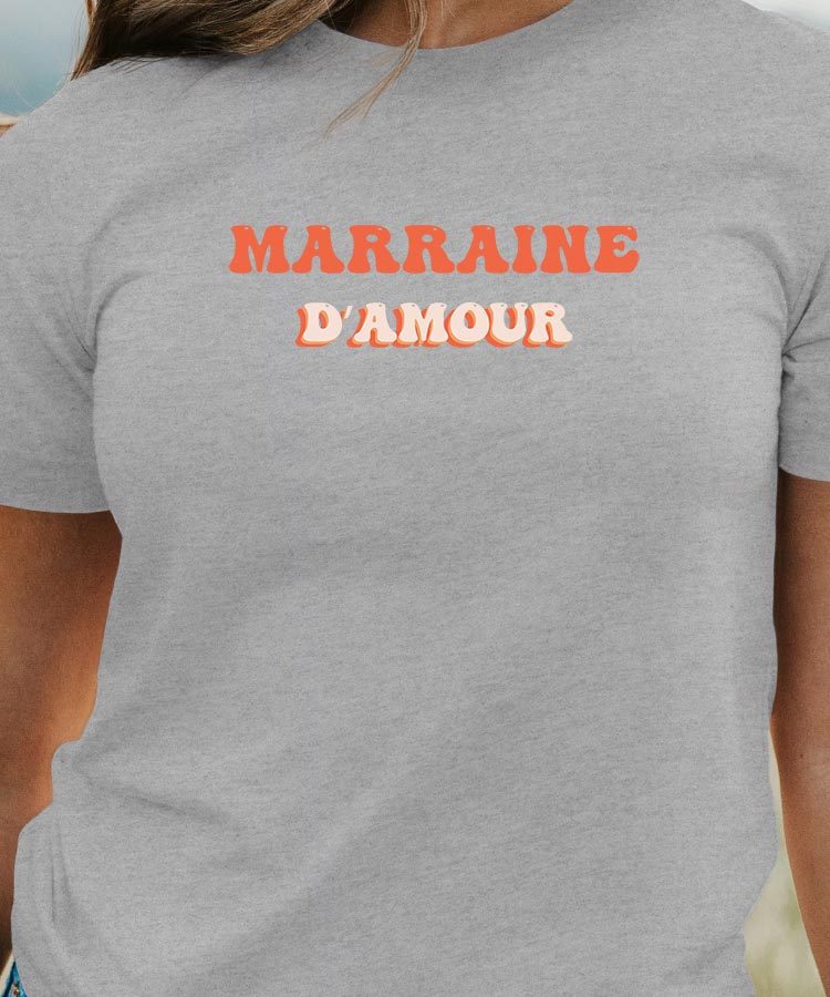 T-Shirt Gris Marraine d'amour Pour femme-1