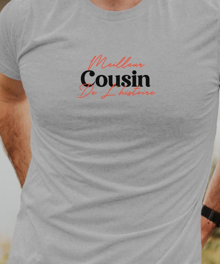 T-Shirt Gris Meilleur Cousin de l'histoire Pour homme-1