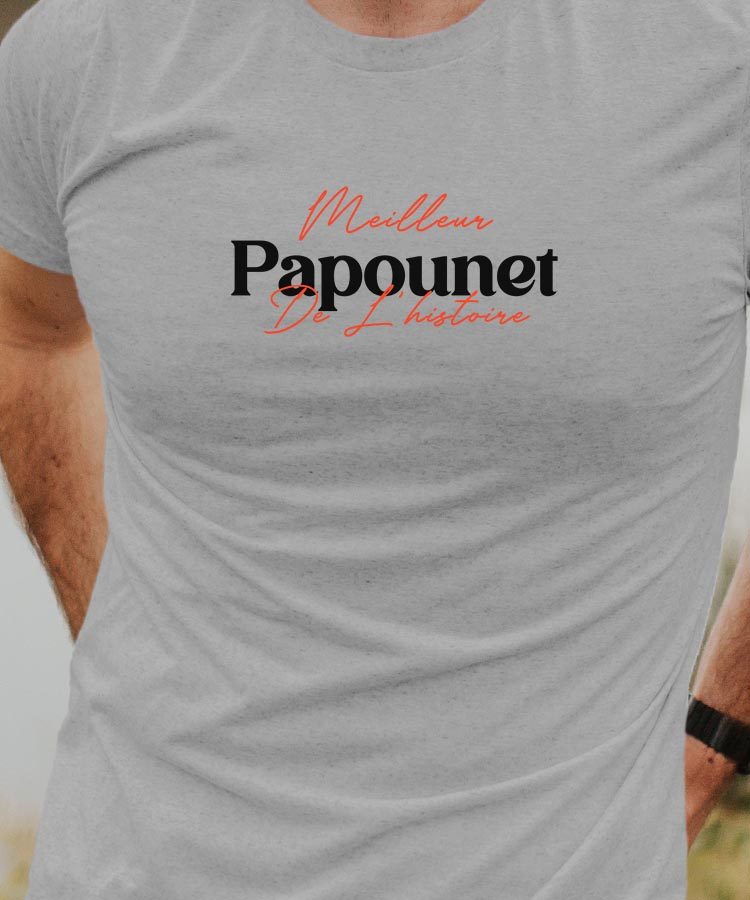 T-Shirt Gris Meilleur Papounet de l'histoire Pour homme-1