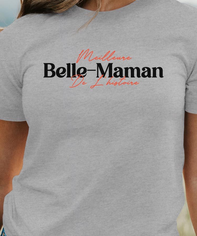 T-Shirt Gris Meilleure Belle-Maman de l'histoire Pour femme-1