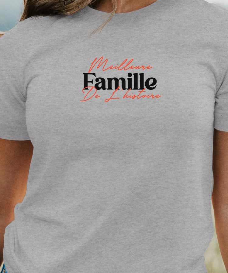 T-Shirt Gris Meilleure Famille de l'histoire Pour femme-1