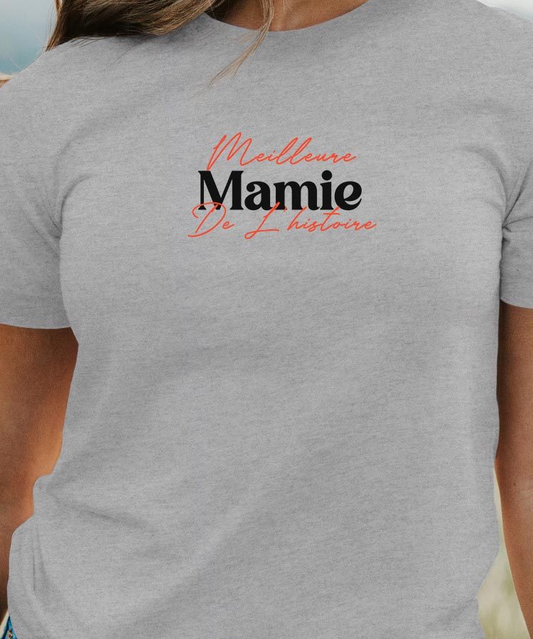 T-Shirt Gris Meilleure Mamie de l'histoire Pour femme-1