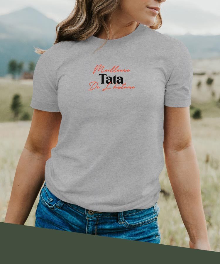 T-Shirt Gris Meilleure Tata de l'histoire Pour femme-2
