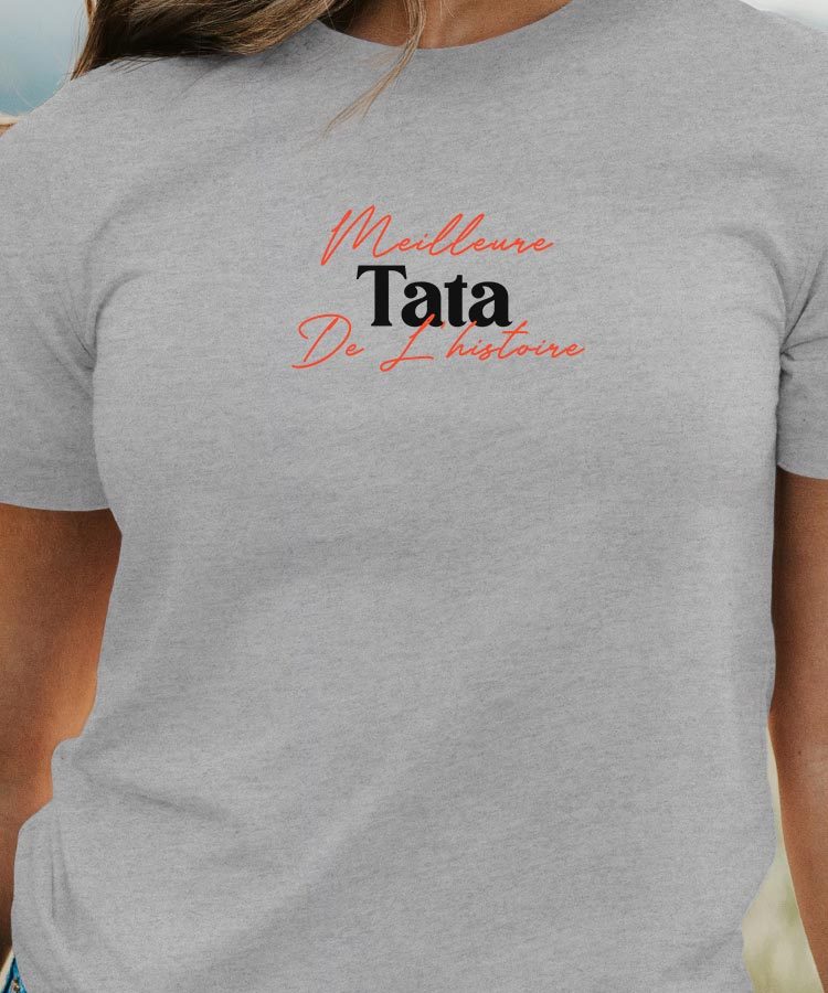 T-Shirt Gris Meilleure Tata de l'histoire Pour femme-1