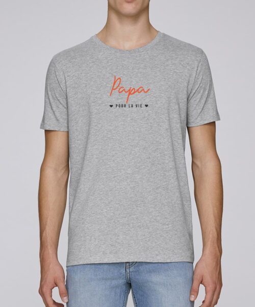T-Shirt Gris Papa pour la vie Pour homme-2