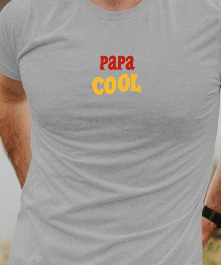 T-Shirt Gris Papa cool disco Pour homme-1