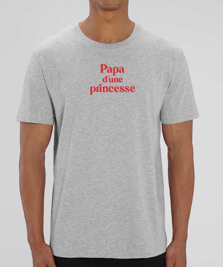 T-Shirt Gris Papa d'une princesse Pour homme-2