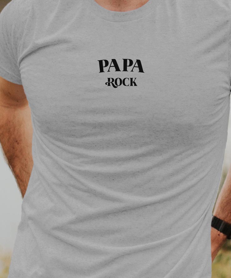 T-Shirt Gris Papa rock Pour homme-1