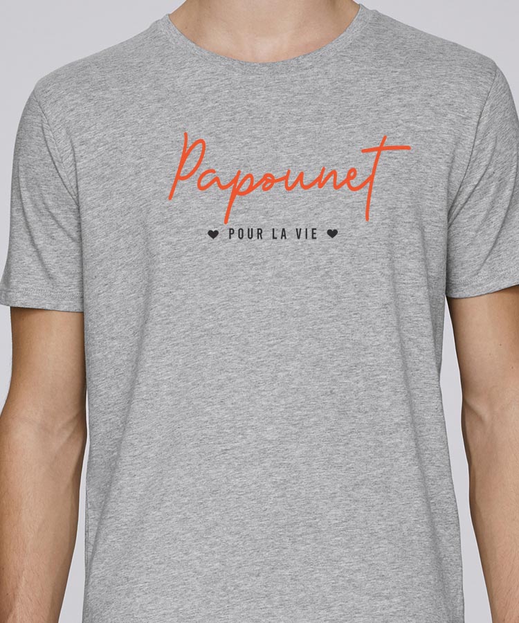 T-Shirt Gris Papounet pour la vie Pour homme-1